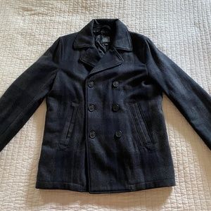 Men's GAP plaid peacoat, M, black/gray